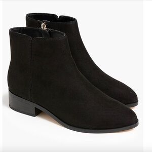 J. Crew Black Faux Sueded Ankle Boots with Side Zipper Size 8.5 New without tag